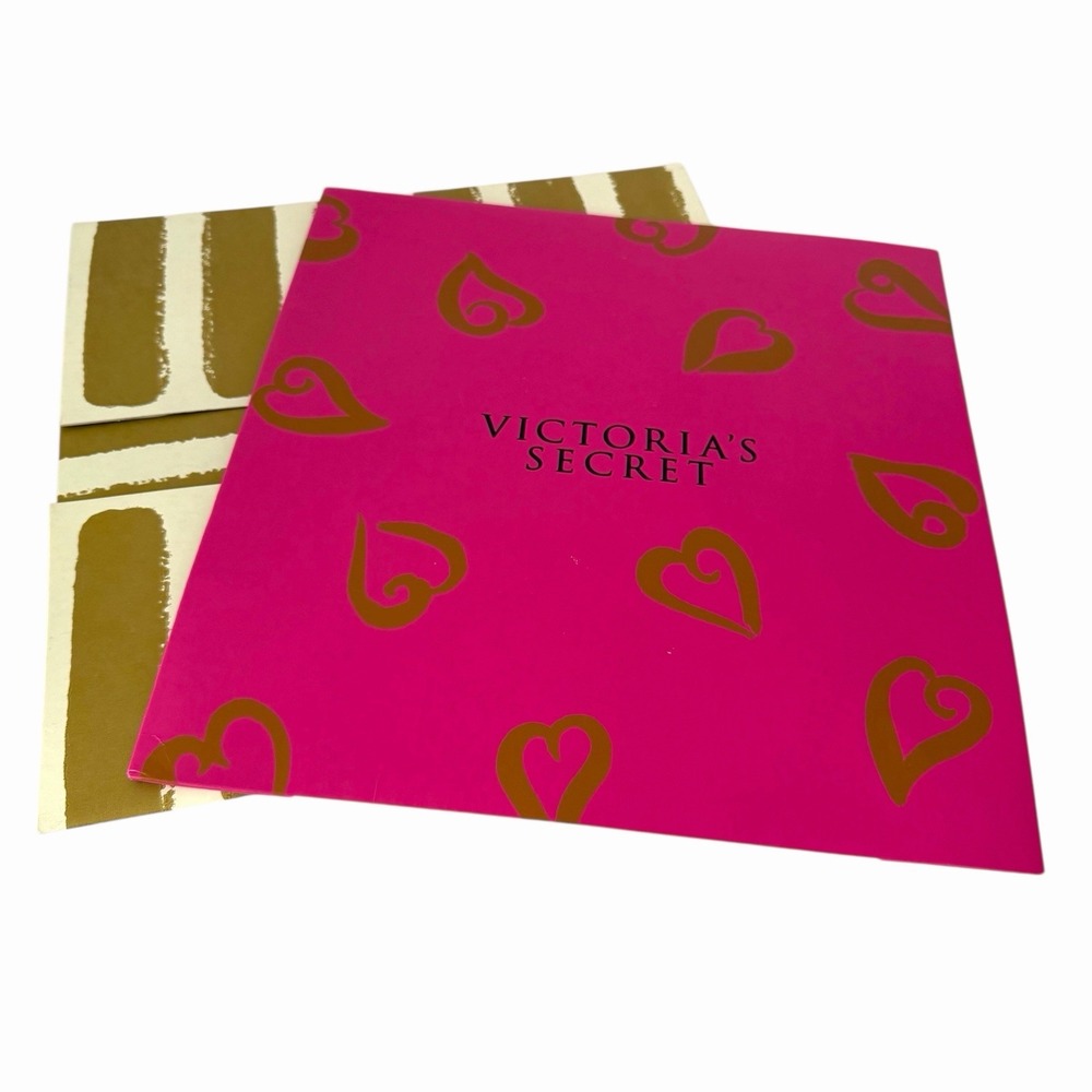 VTG Victoria's Secret Gift Box Hearts Pink Gold Style Display Tissue Paper Y2k